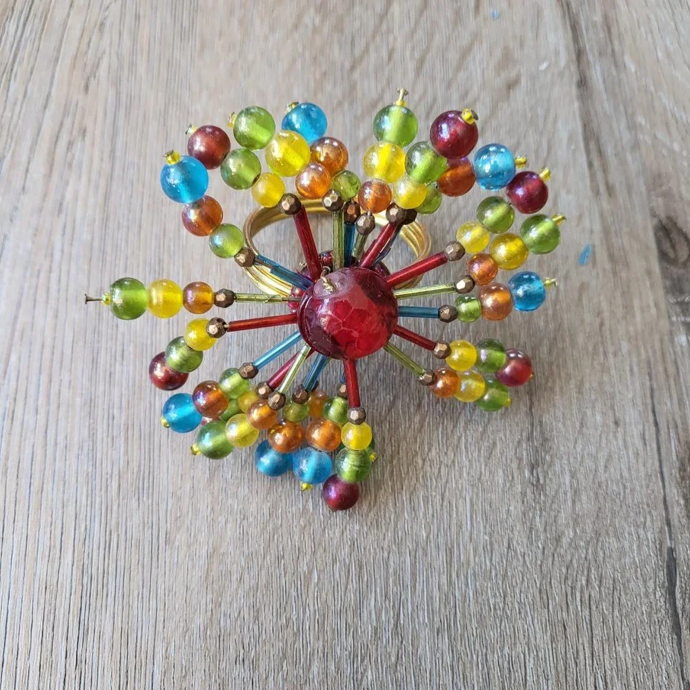 Set of 8 Beaded Boho Napkin Rings